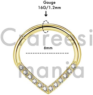 CM Crareesi Mania Teardrop Daith Earrings Hoop Hinged Clicker Rings 16G Helix Cartilage Earrings Hoop 316L Stainless Steel CZ Helix Tragus Daith Septum Clicker Jewellery - Image 7